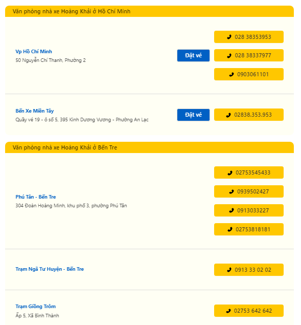 Số điện thoại nhà xa Hoàng Khải - Bến Tre