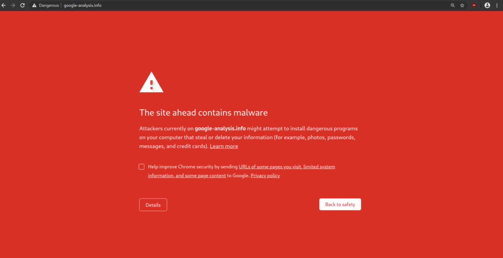 Báo cáo nguy hiểm khi truy cập website - Cảnh báo an toàn